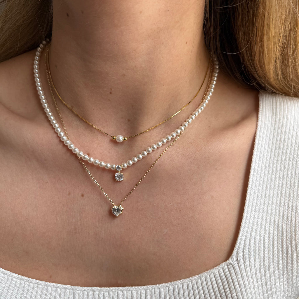 Leris İnci Choker Tektaş Kolye