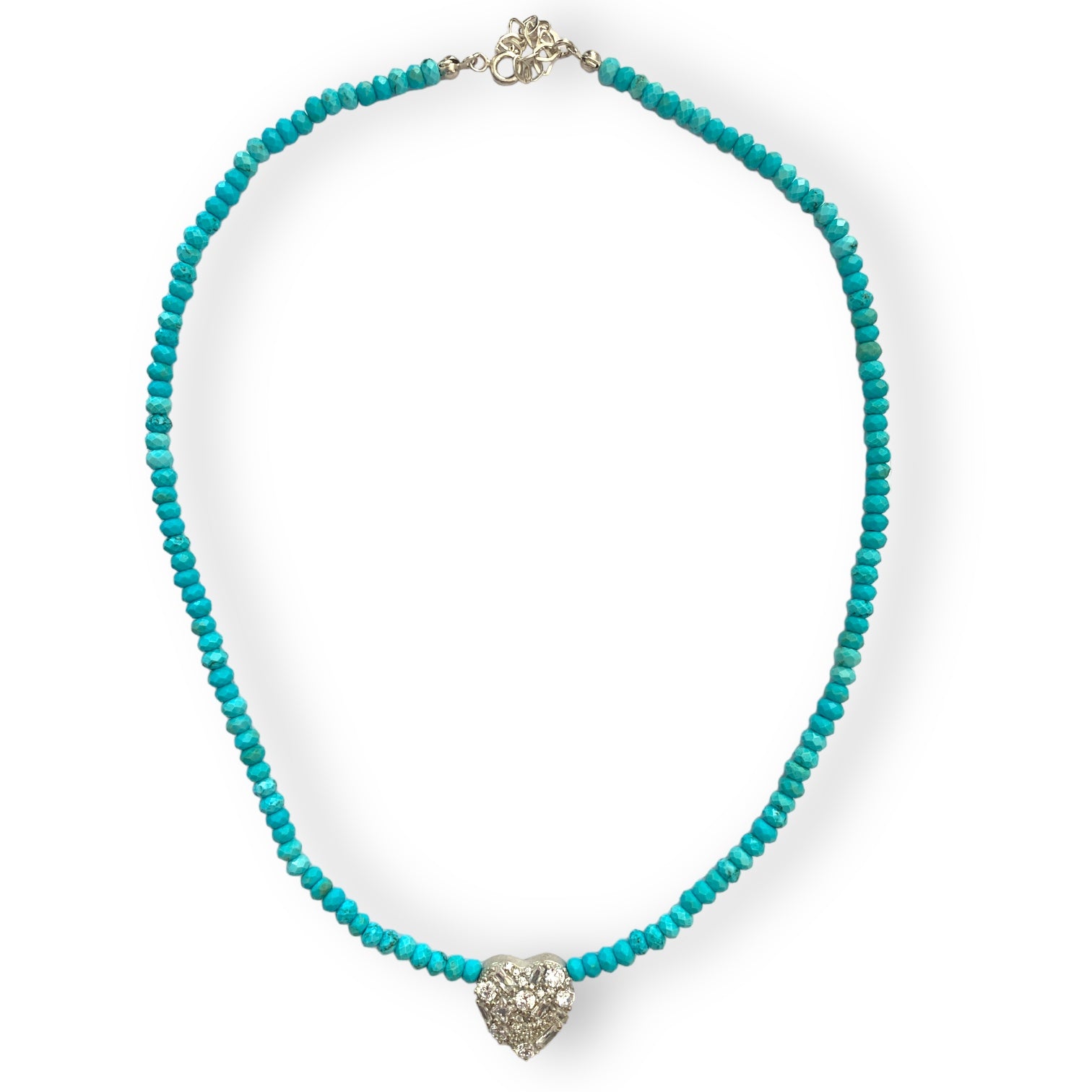 Turkuaz Taşlı Kalp Kolye