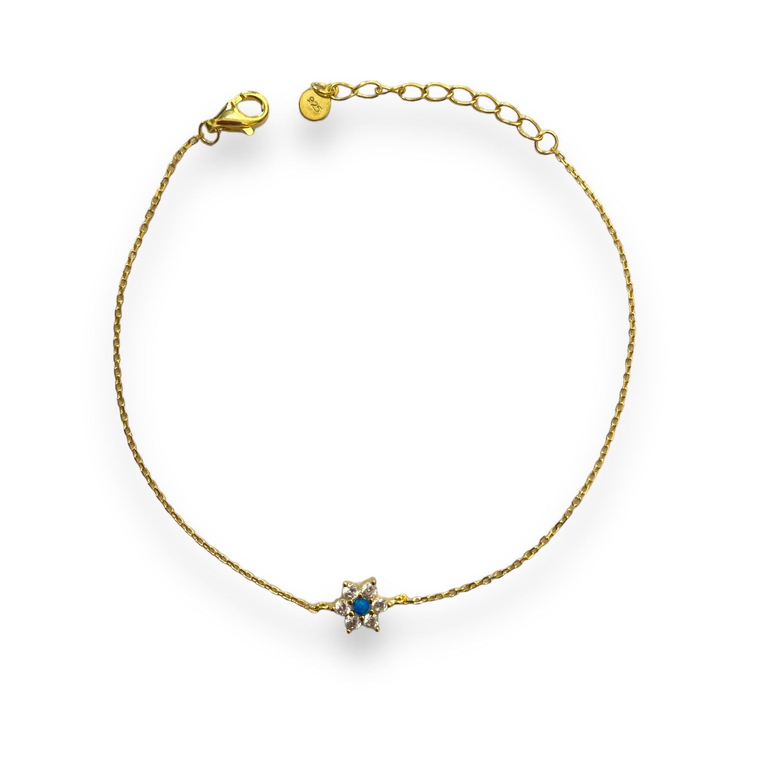 Mavi Opal Taşlı Mini Çiçek Bileklik