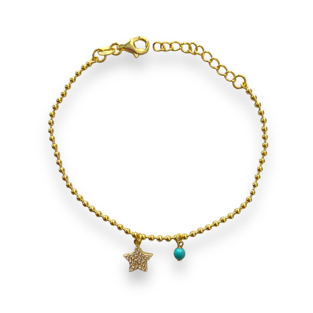Turkuaz Taşlı Yıldız Bileklik