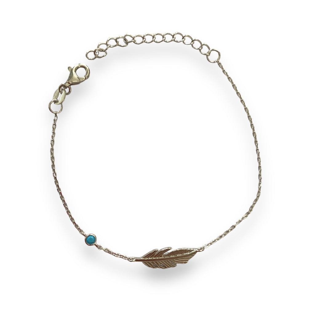 Turkuaz Taşlı Tüy Bileklik