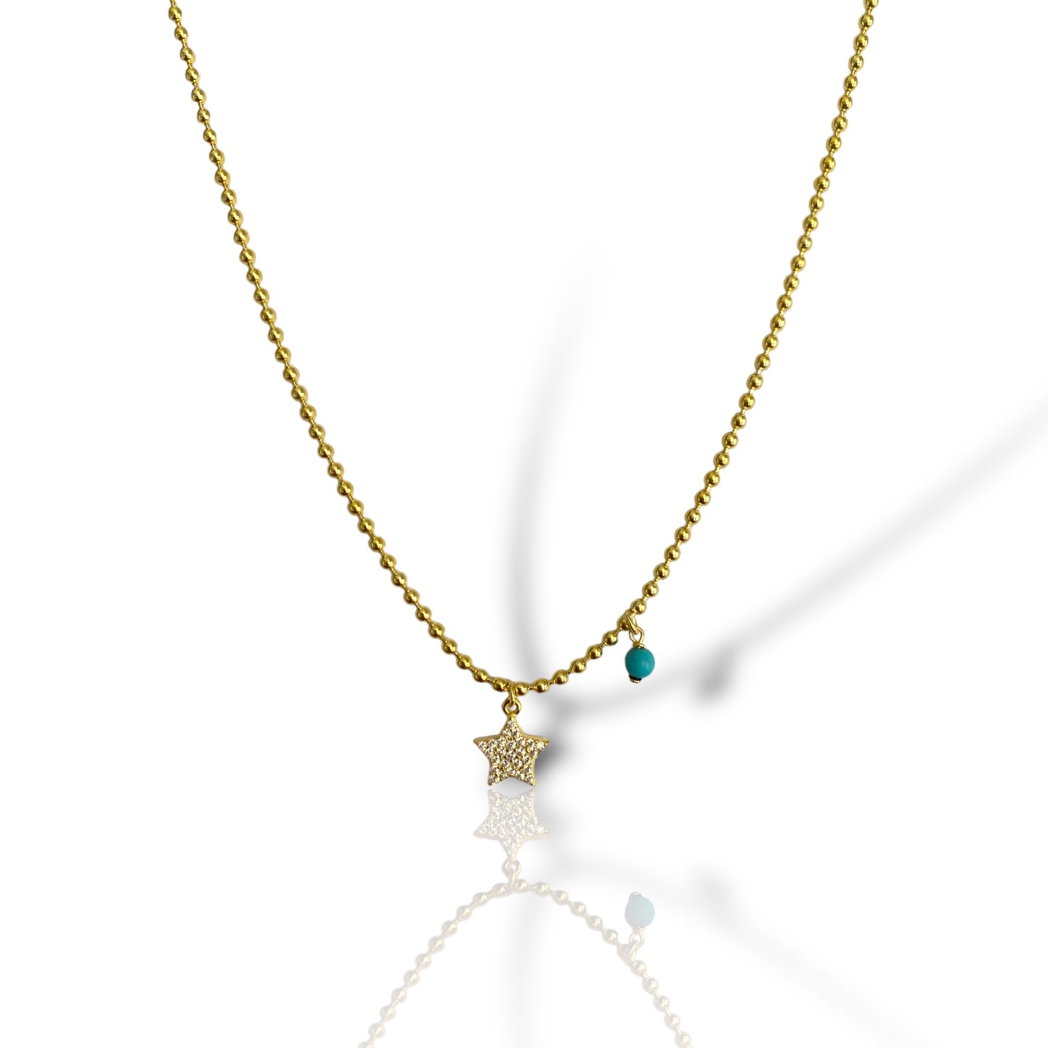 Turkuaz Taşlı Yıldız Kolye