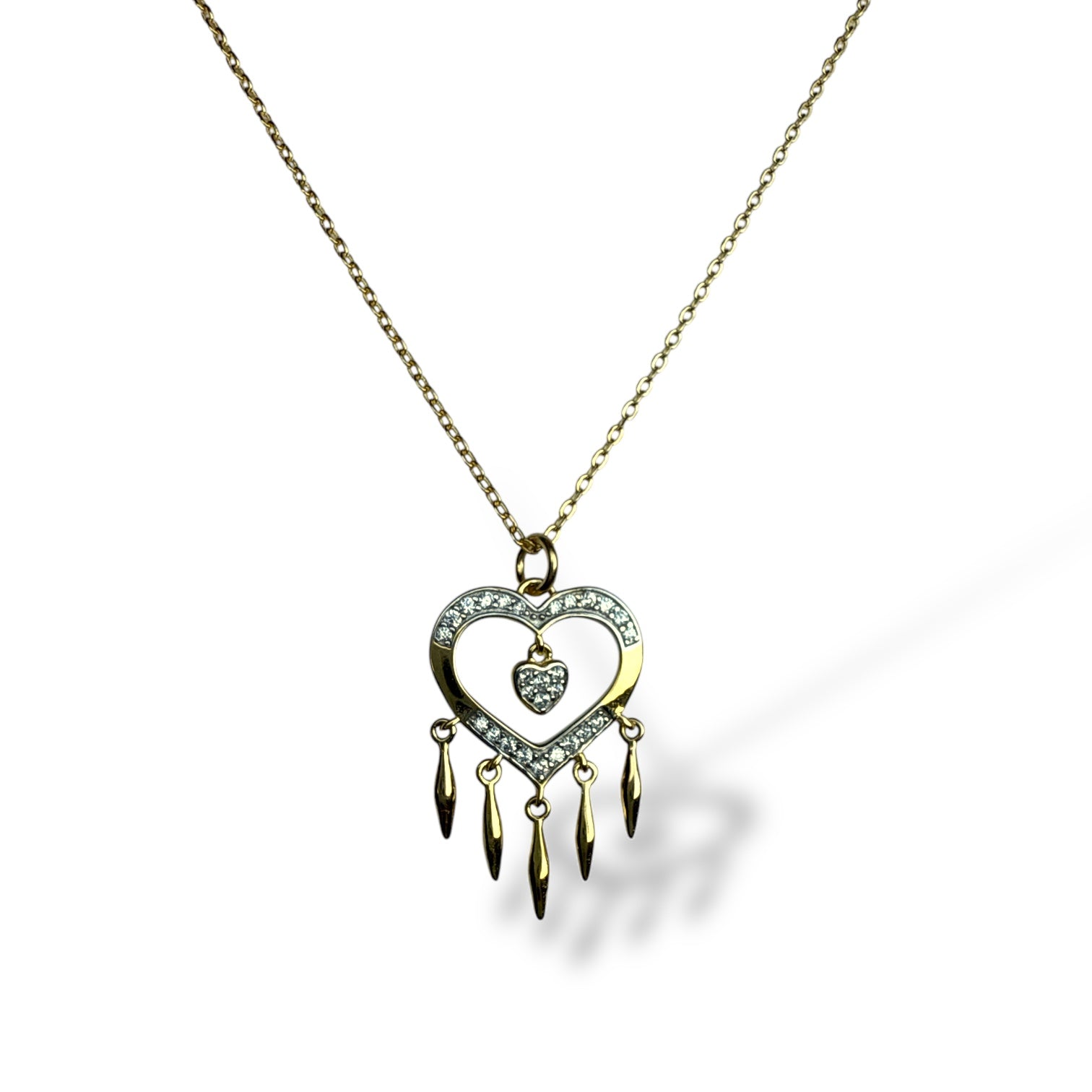 Saçaklı Kalp Kolye