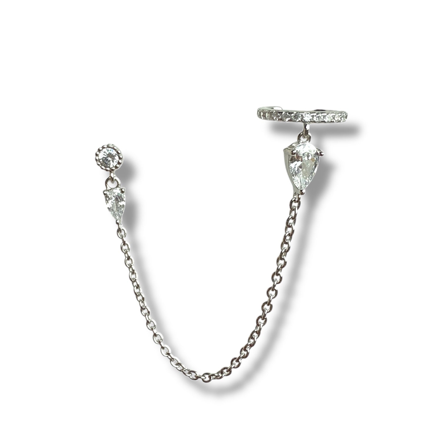 Zincirli Damla Taşlı Küpe