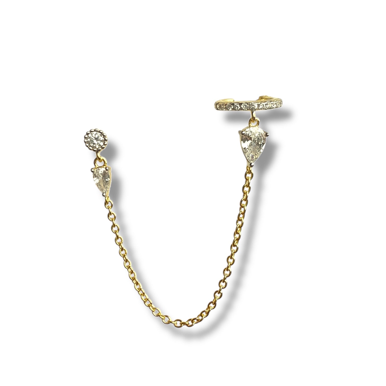 Zincirli Damla Taşlı Küpe