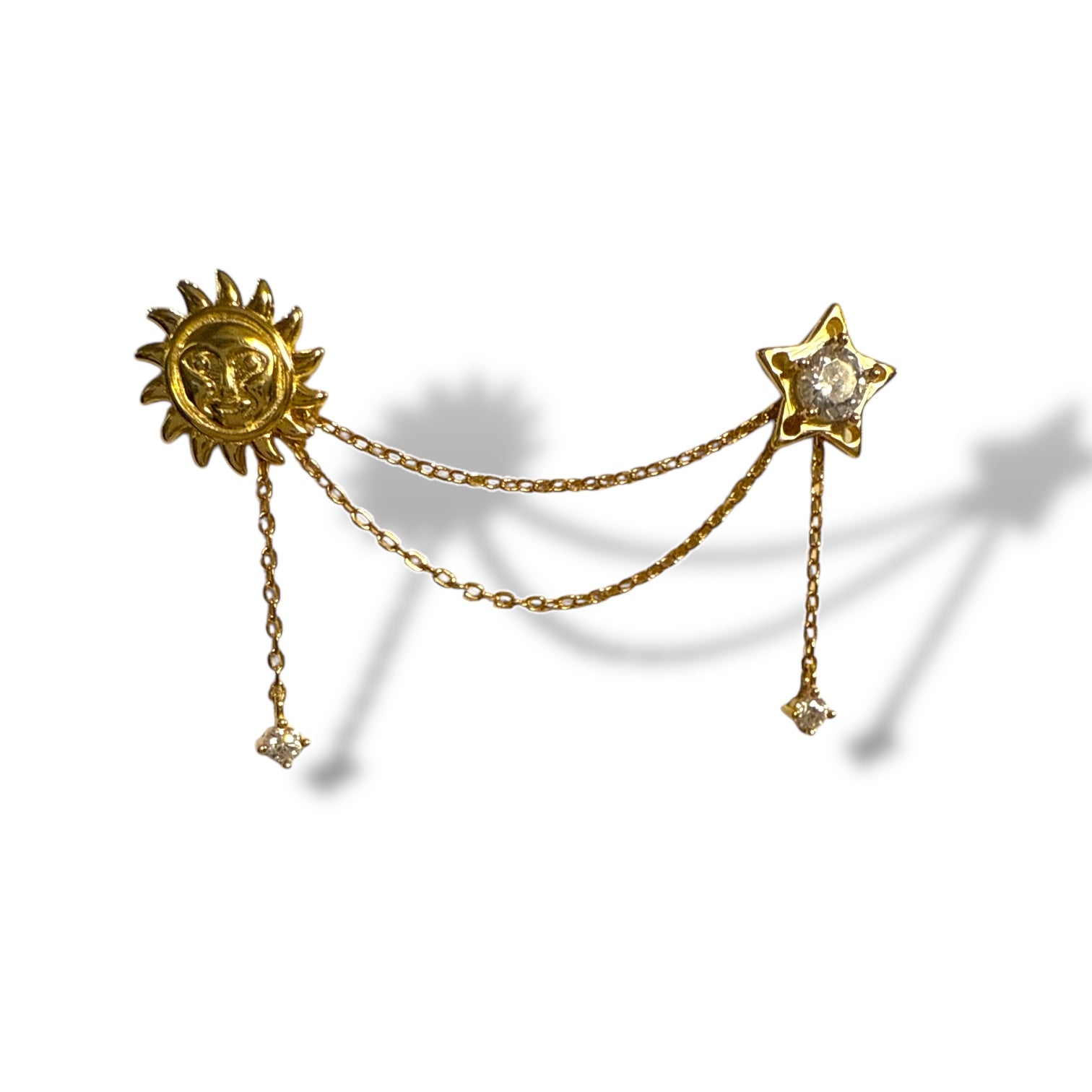 Güneş ve Yıldız Zincirli Küpe