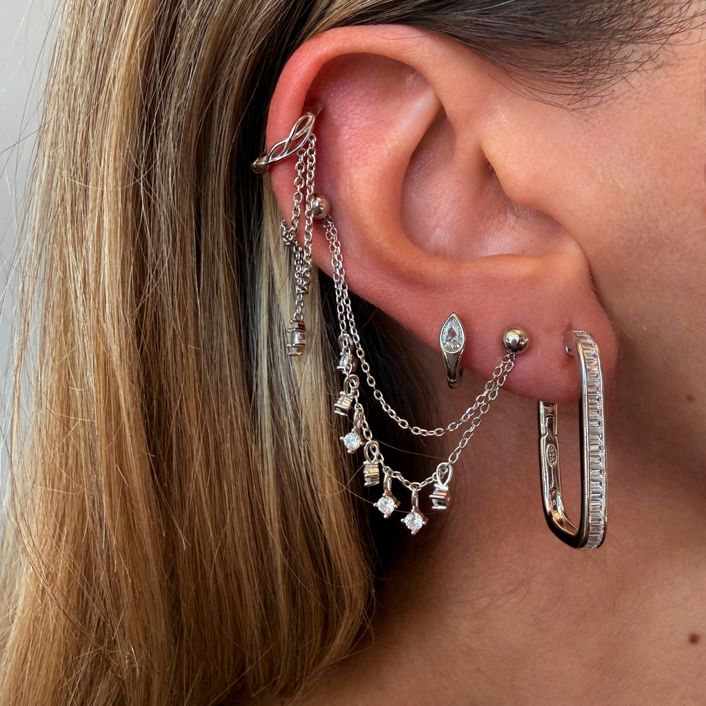 Iza Baget Taşlı Halka Küpe