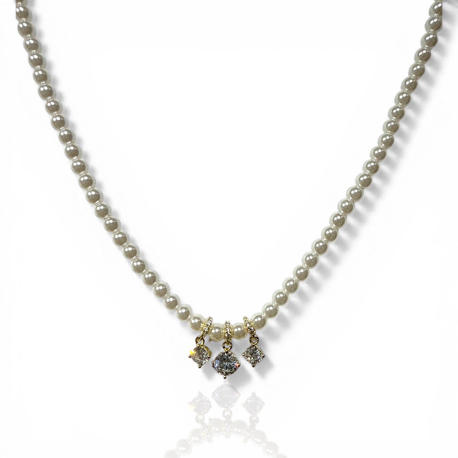 Leris İnci Choker Üçtaş Kolye