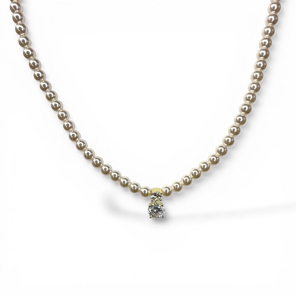 Leris İnci Choker Tektaş Kolye