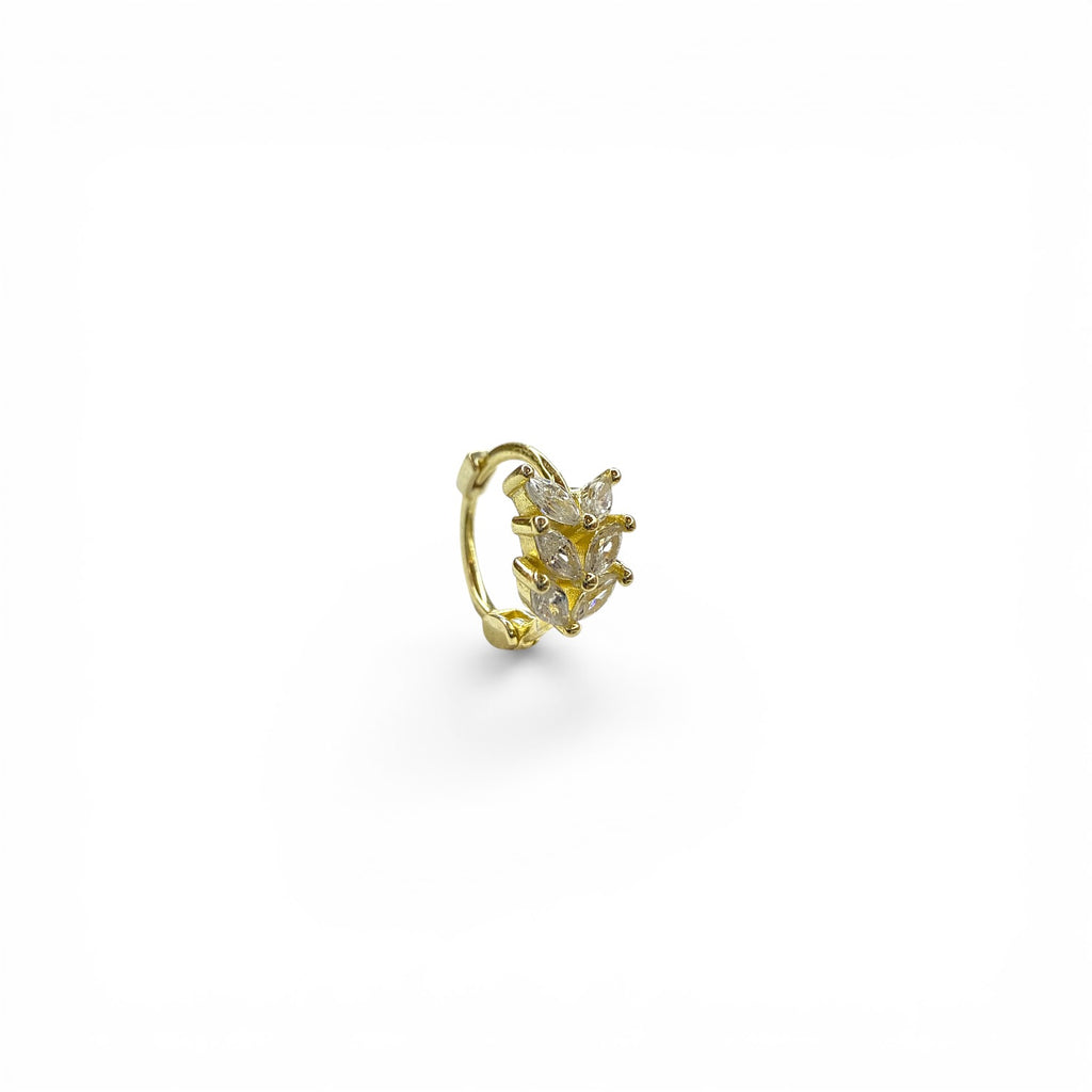 Leris Taşlı Yaprak Halka Piercing