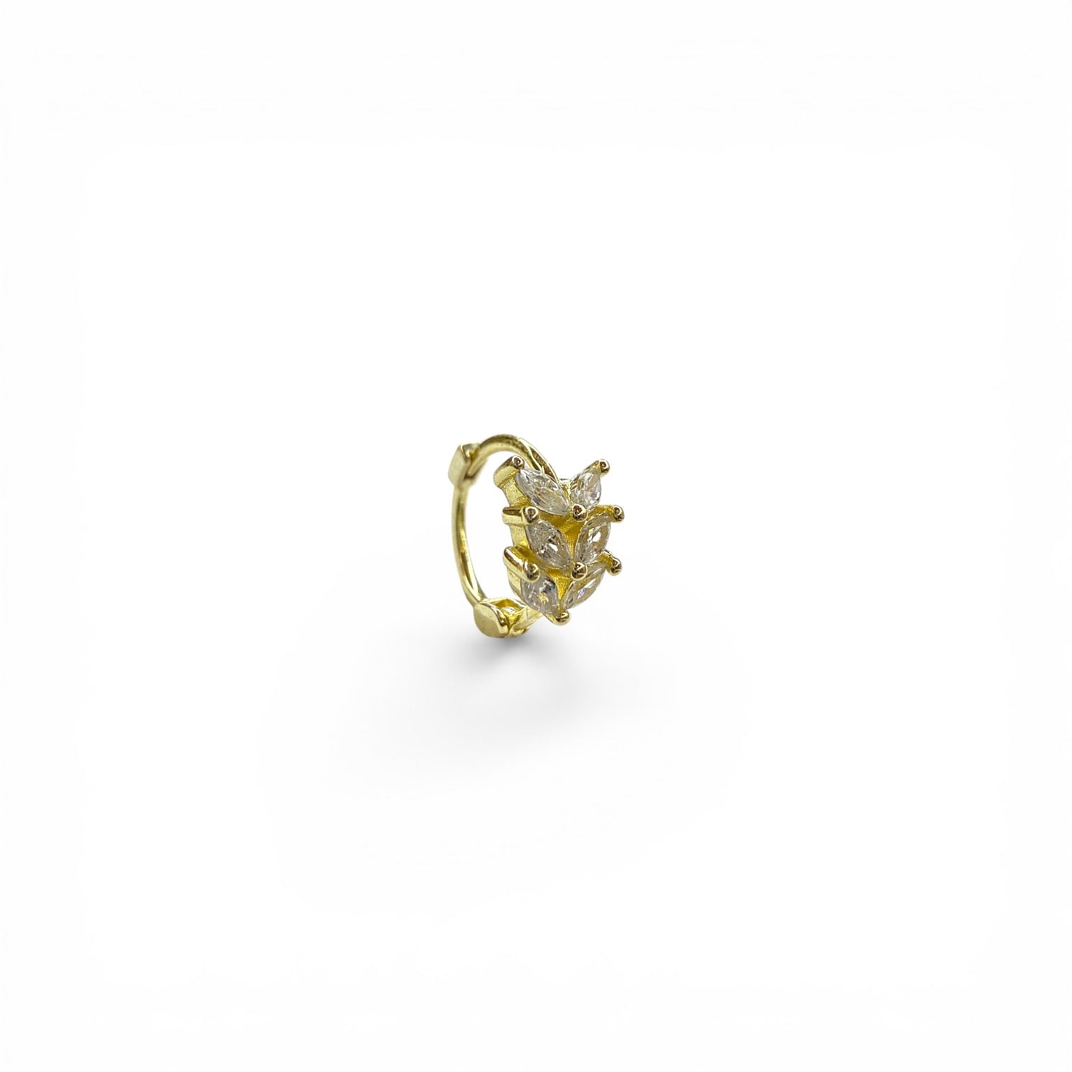 Leris Taşlı Yaprak Halka Piercing