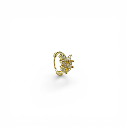 Leris Taşlı Yaprak Halka Piercing