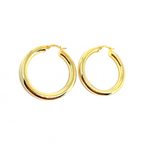 Kadın Gümüş Büyük Bombeli Düz Halka Küpe imitasyon Altın Görünümlü 925 ayar gold renk