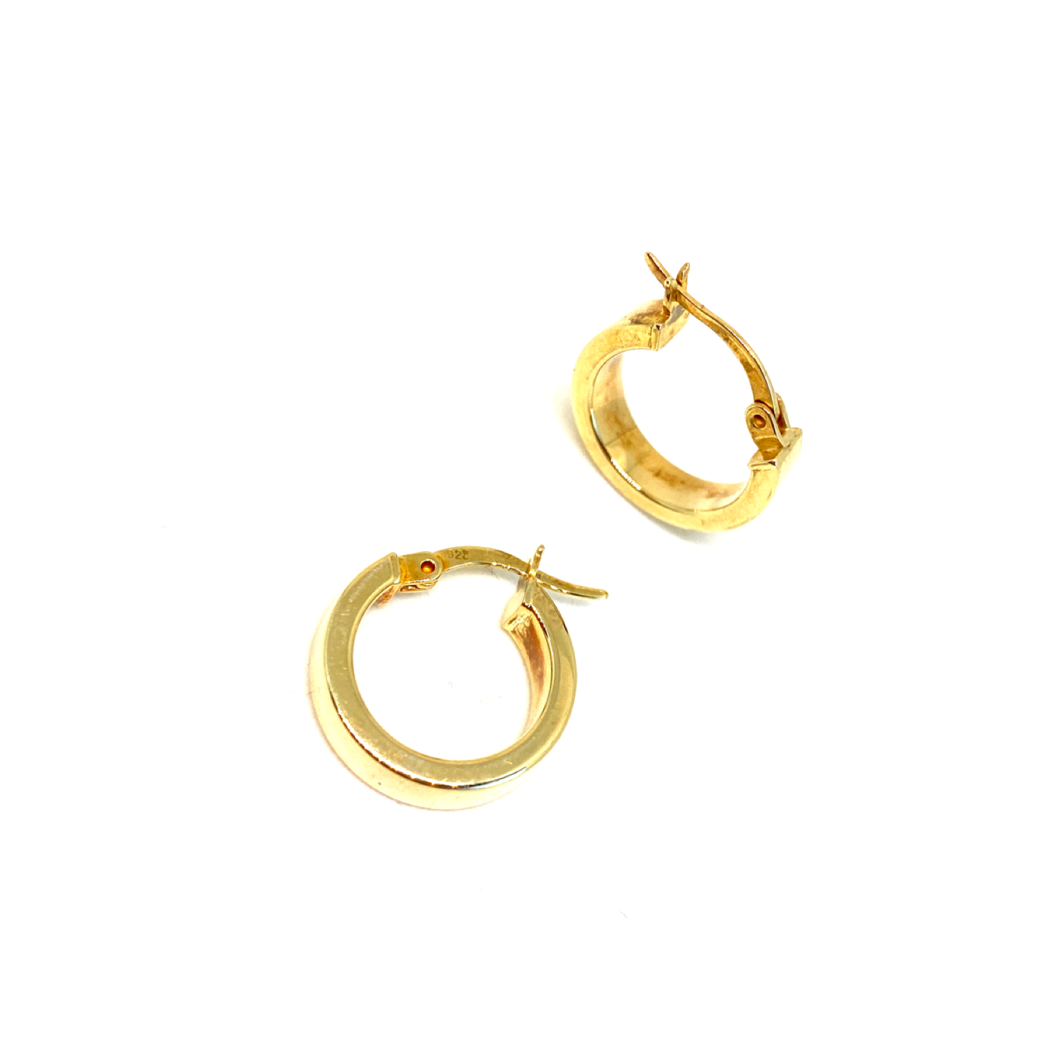 Kadın Gümüş Düz Halka Küpe imitasyon Altın Görünümlü 925 ayar