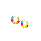 Kadın Gümüş Mineli Mini Halka Küpe renkli neon 925 ayar