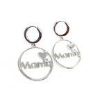 Kadın Gümüş Sallantılı Mama Küpe mom mum Altın Görünümlü 925 ayar