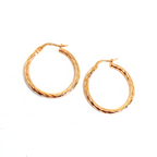 Kadın Gümüş Tırtıklı İnce Halka Küpe vintage Altın Görünümlü 925 ayar rose