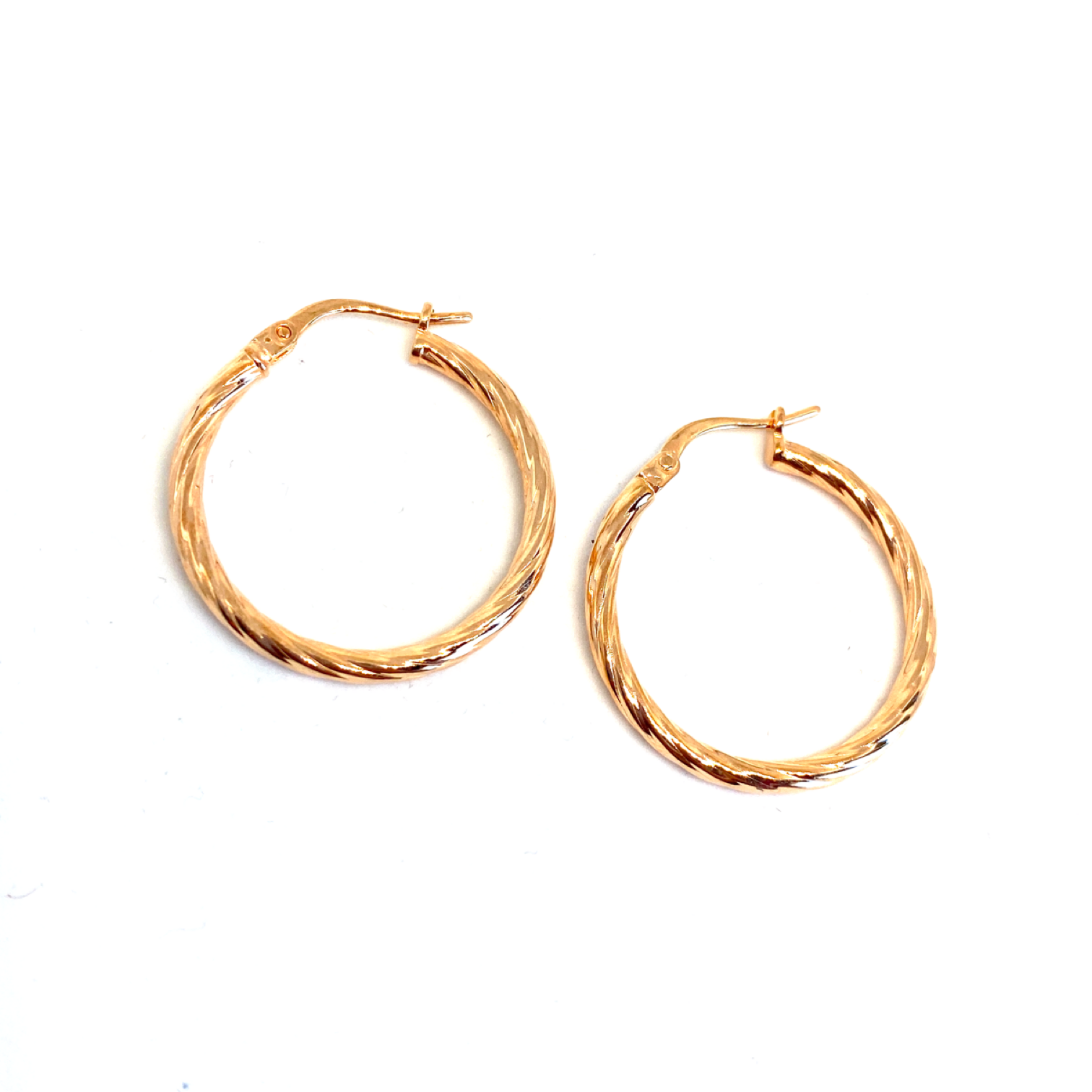 Kadın Gümüş Tırtıklı İnce Halka Küpe vintage Altın Görünümlü 925 ayar rose