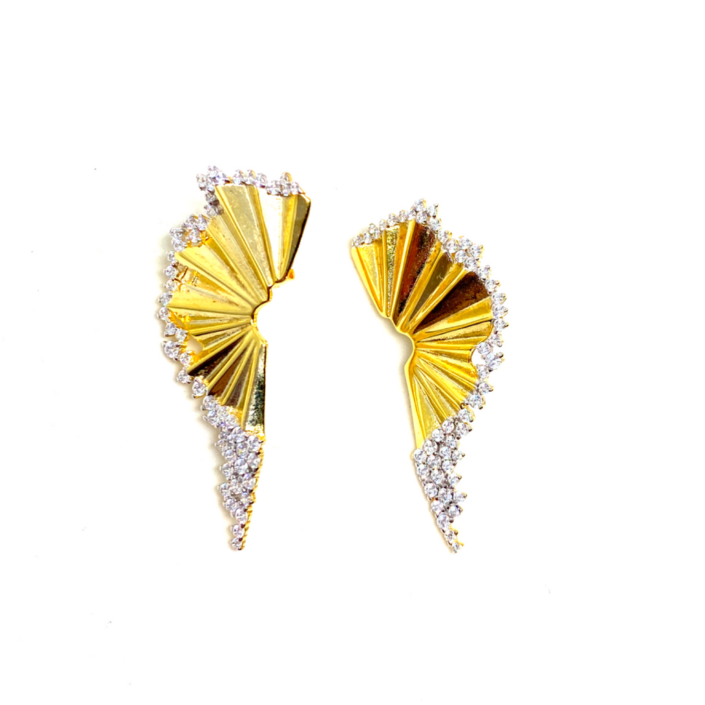 Kadın Gümüş Folyo Küpe imitasyon Pırlanta Altın Görünümlü 925 ayar gold