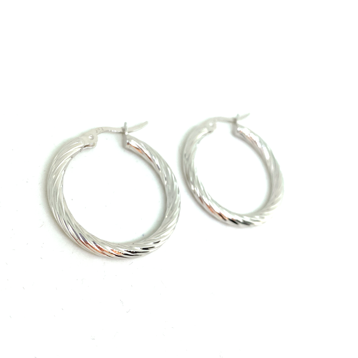 Kadın Gümüş Tırtıklı Kalın Halka Küpe vintage 925 ayar silver