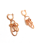 Kadın Gümüş Halkalı Sallantılı Küpe imitasyon Pırlanta Görünümlü 925 ayar rose renk