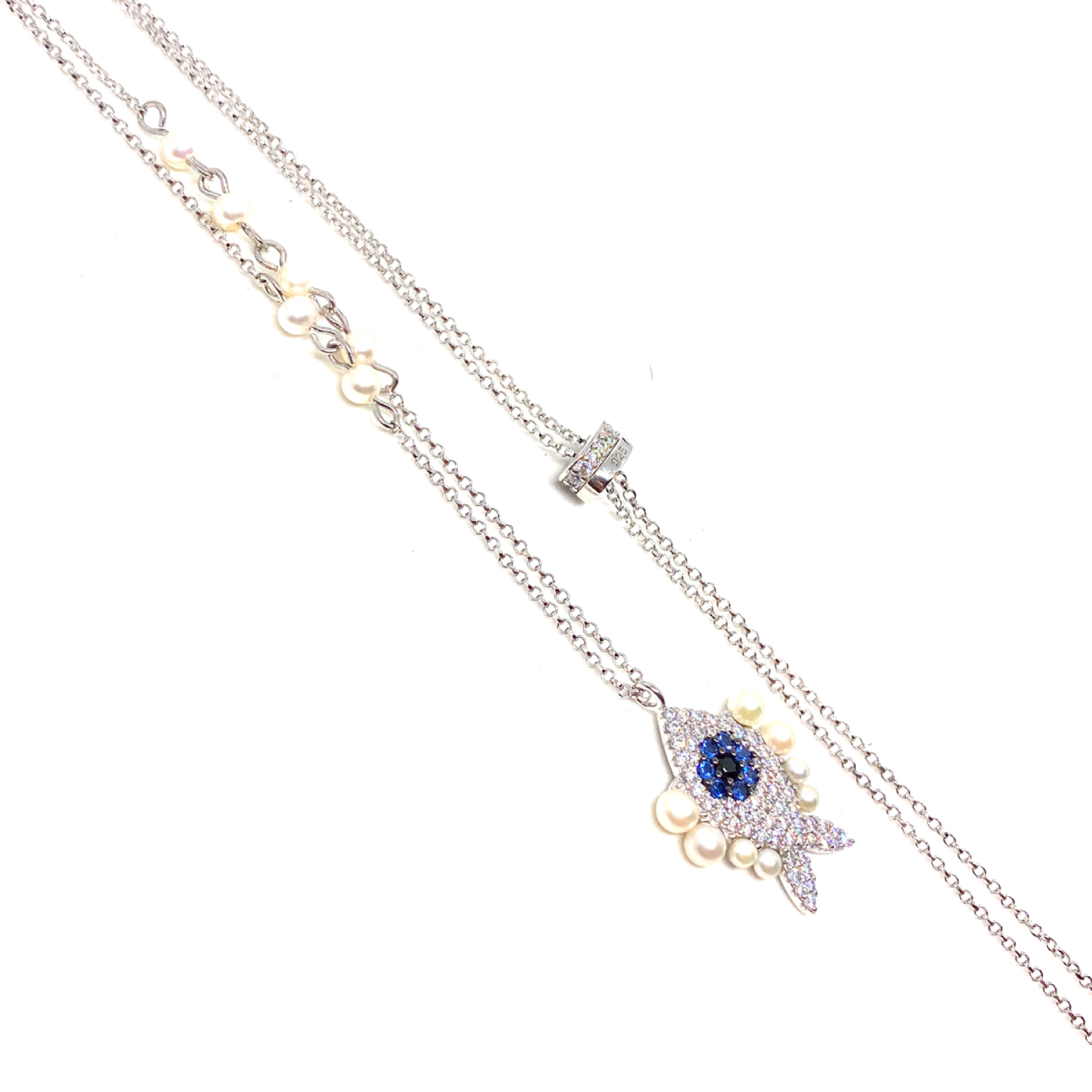 Kadın Gümüş İncili Balık Kolye 925 ayar silver