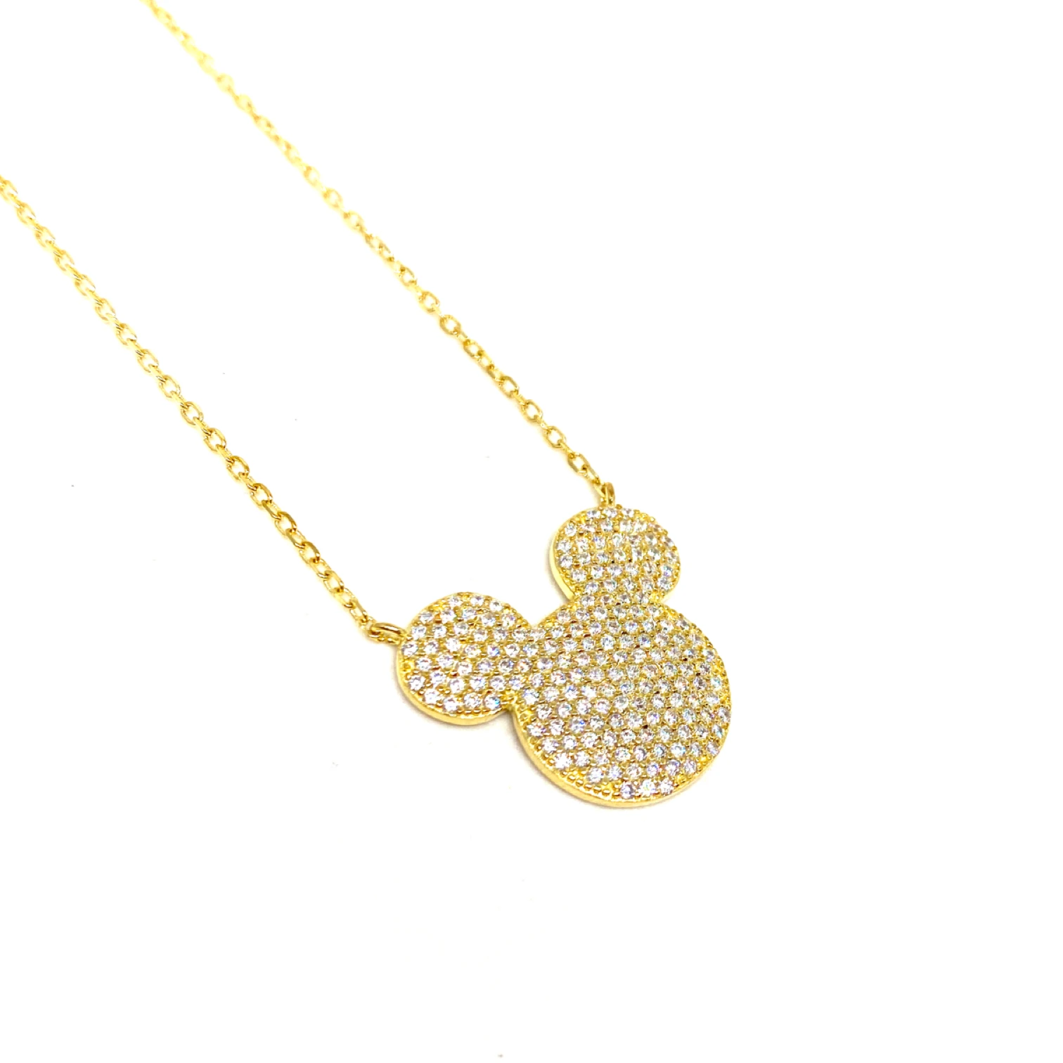 Kadın Gümüş Mickey mouse Kolye Taşlı 925 ayar