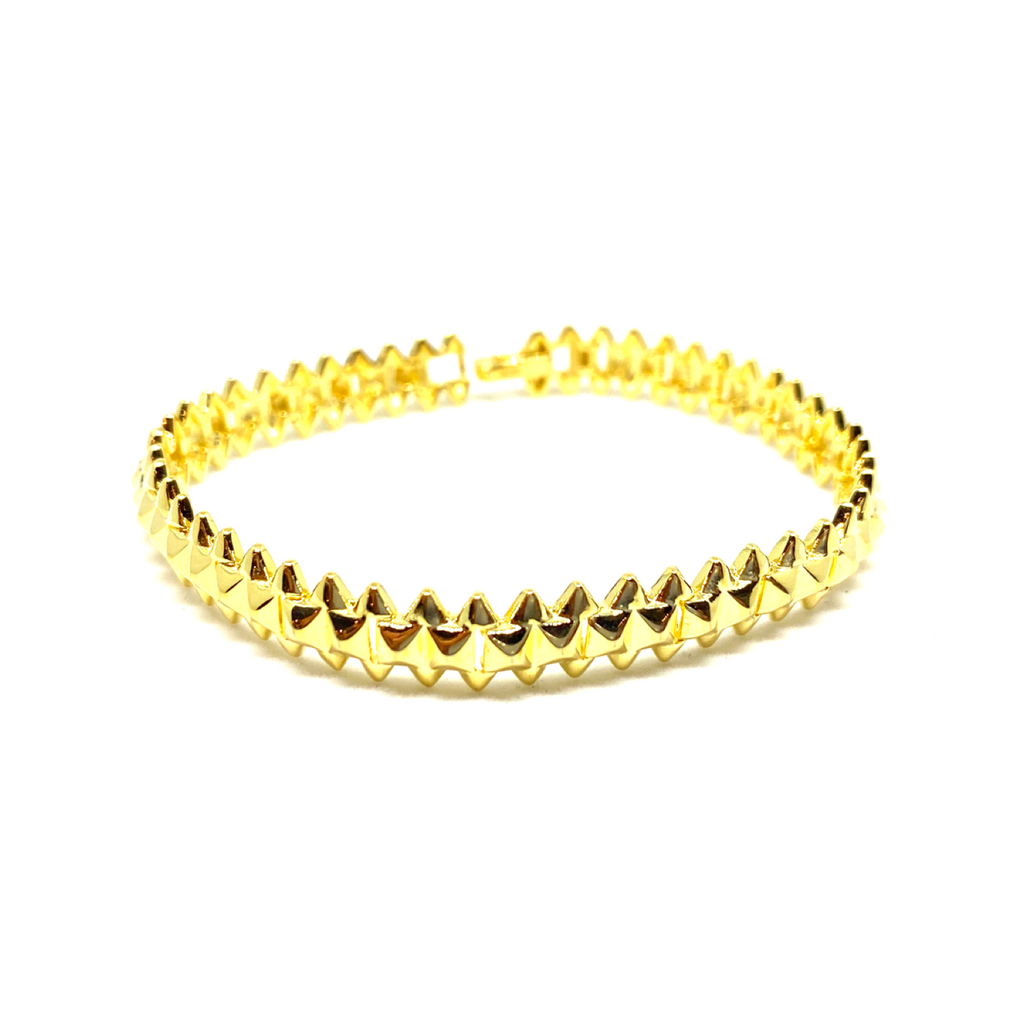 Kadın Gümüş Piramit Bileklik bilezik Altın Görünümlü 925 ayar gold renk