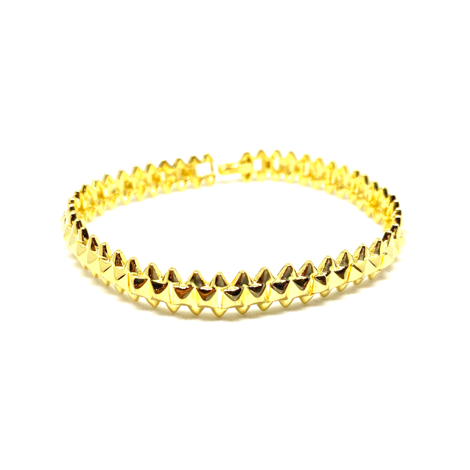 Kadın Gümüş Piramit Bileklik bilezik Altın Görünümlü 925 ayar gold renk