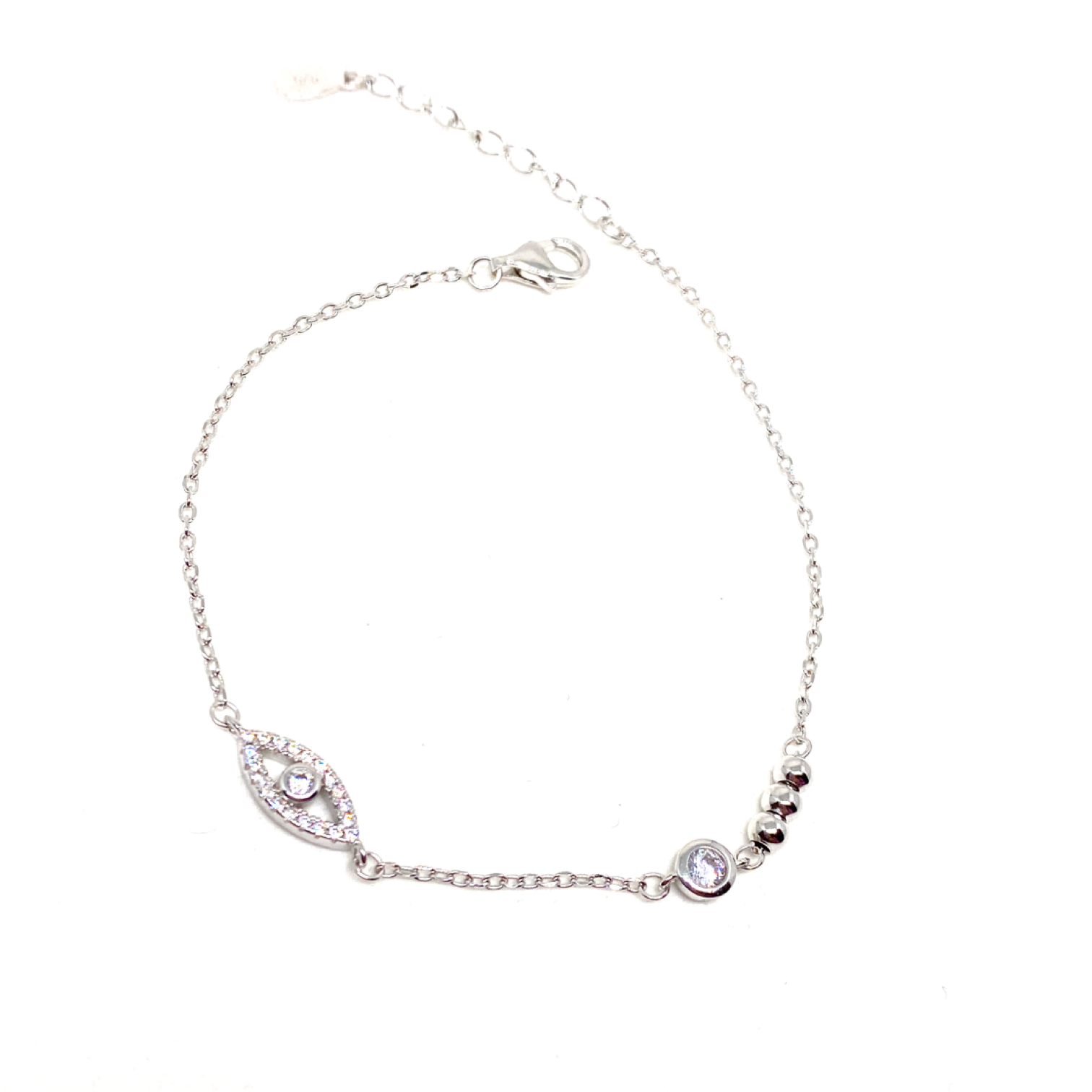 Kadın Gümüş Mini Göz Bileklik nazar imitasyon Pırlanta Altın görünümlü 925 ayar