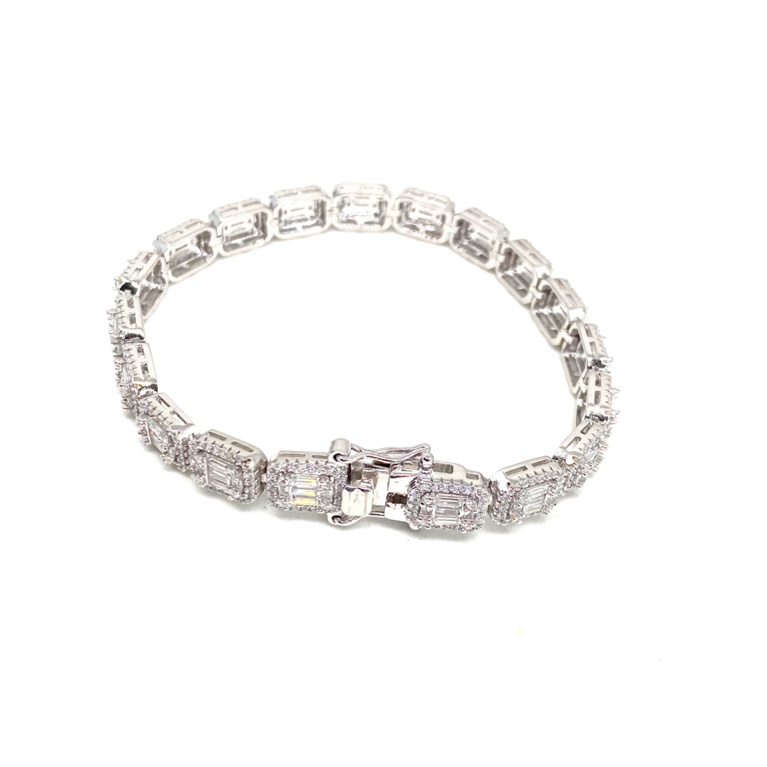 Kadın Gümüş Baget Bileklik Pırlanta Görünümlü imitasyon 925 ayar