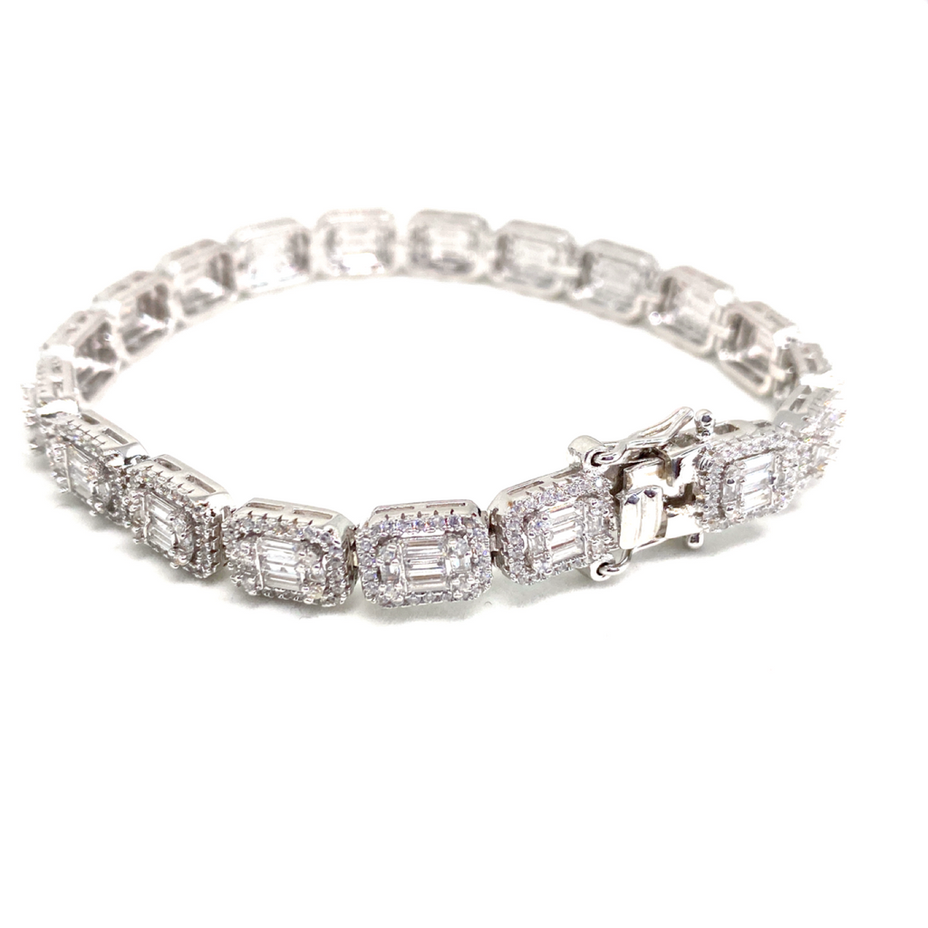 Kadın Gümüş Baget Bileklik Pırlanta Görünümlü imitasyon 925 ayar