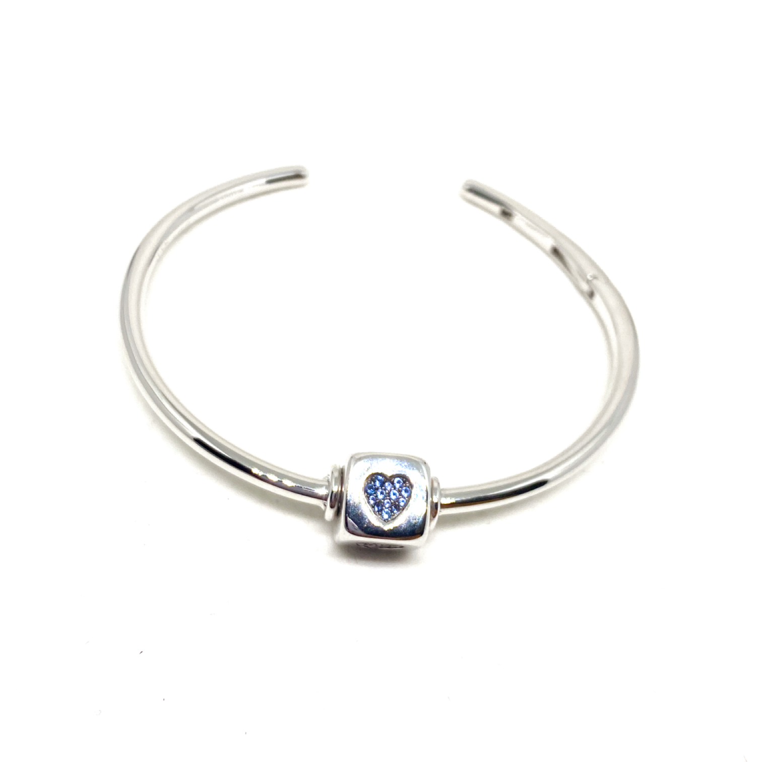 Kadın Gümüş Kalpli Zar Kelepçe bilezik 925 ayar