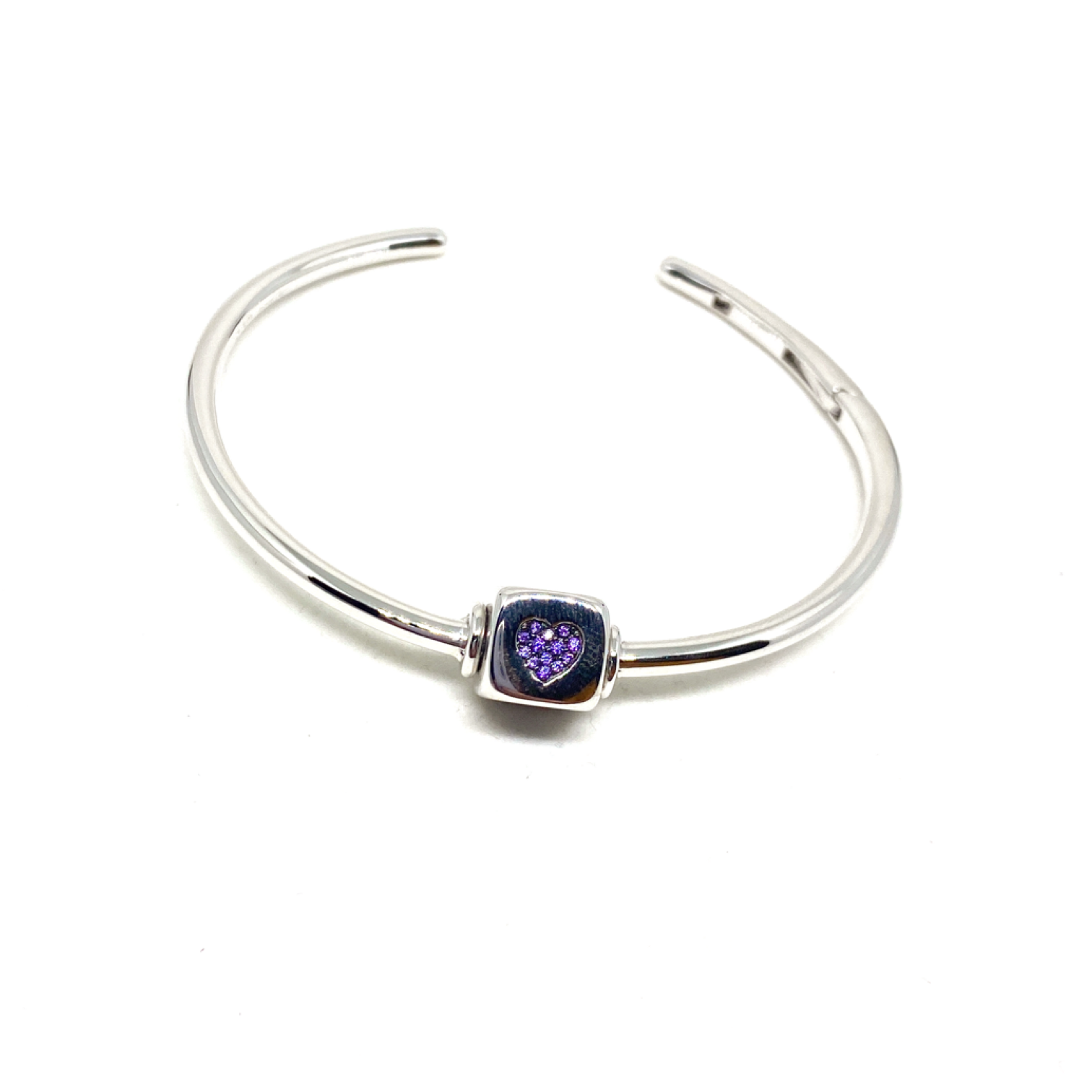 Kadın Gümüş Kalpli Zar Kelepçe bilezik 925 ayar silver