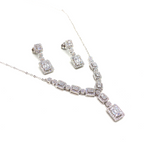 Kadın Gümüş Baget Kolye Küpe Set Pırlanta Görünümlü imitasyon 925 ayar