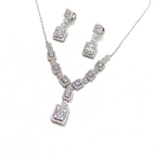 Kadın Gümüş Baget Kolye Küpe Set Pırlanta Görünümlü imitasyon 925 ayar