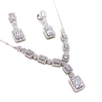 Kadın Gümüş Baget Kolye Küpe Set Pırlanta Görünümlü imitasyon 925 ayar