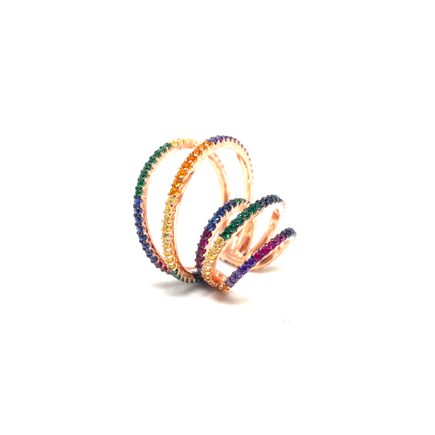 Kadın Gümüş Colormix Cuff multicolor Kıkırdak Küpesi sıkıştırmalı 925 ayar