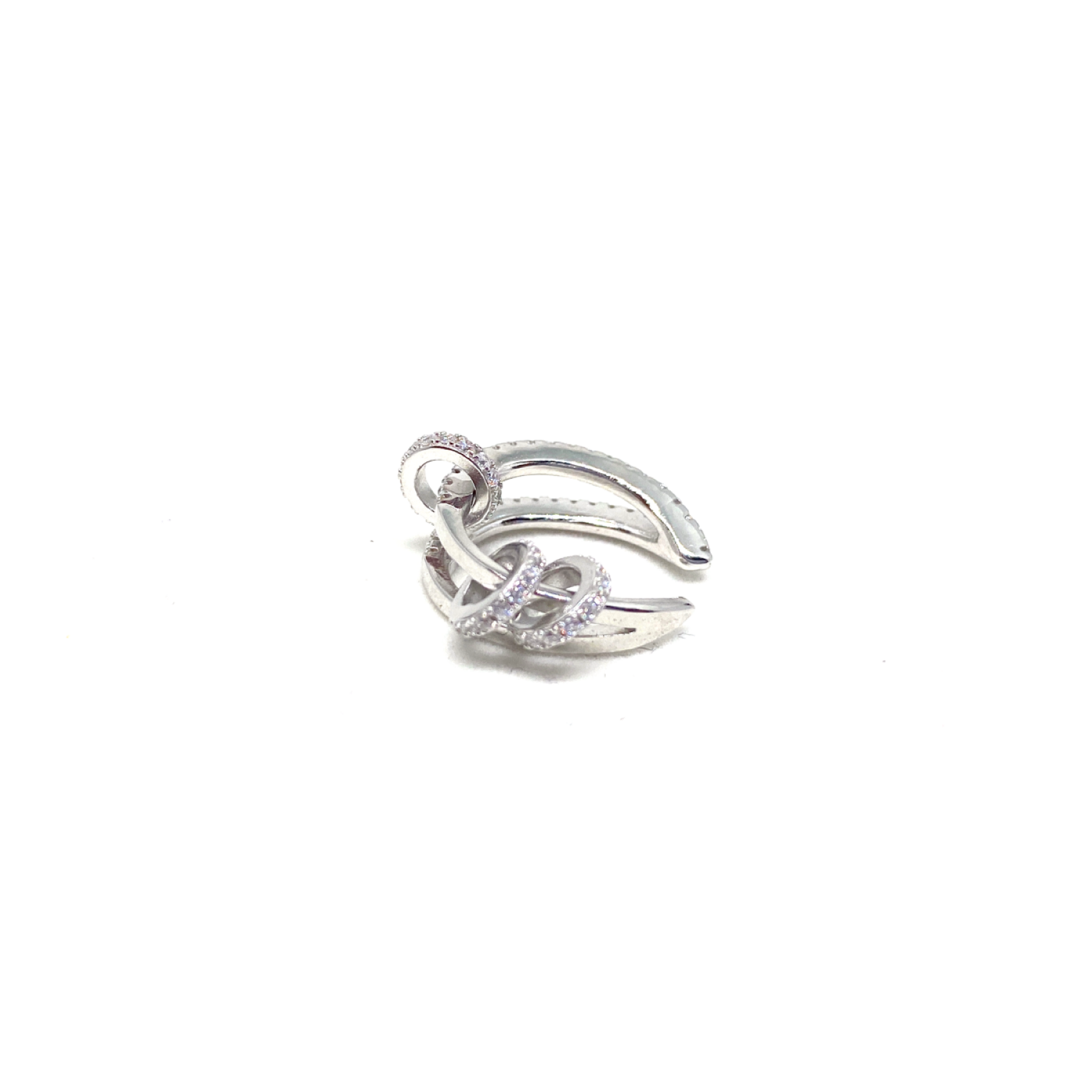 Kadın Gümüş Çift Taraflı Ringli Cuff sıkıştırmalı Kıkırdak Küpesi imitasyon Pırlanta Görünümlü 925 ayar