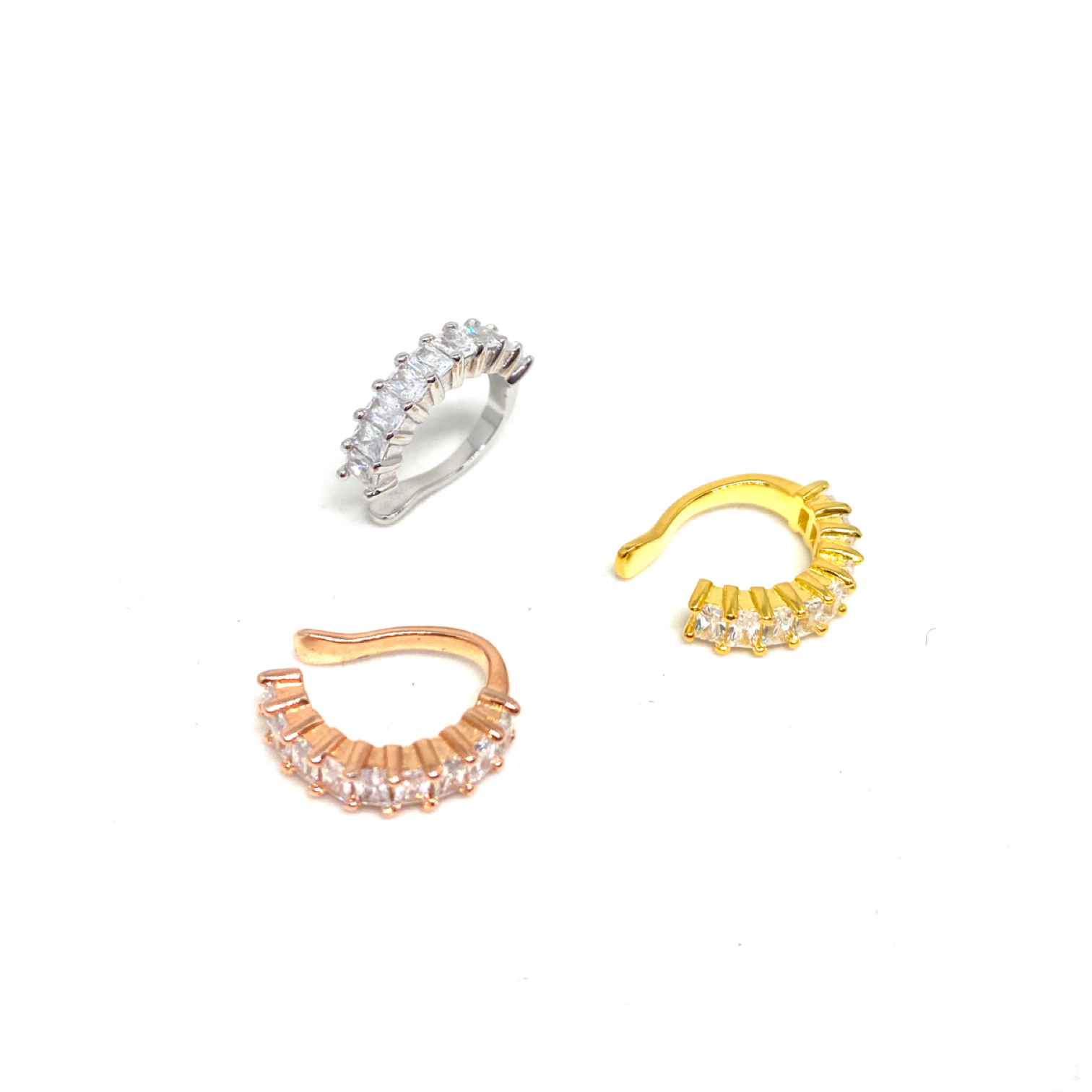 Kadın Gümüş Baget Cuff sıkıştırmalı Kıkırdak Küpesi 925 ayar