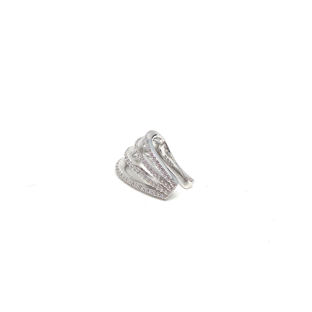 Kadın Gümüş Shell Cuff sıkıştırmalı Kıkırdak Küpe Taşlı 925 ayar silver renk