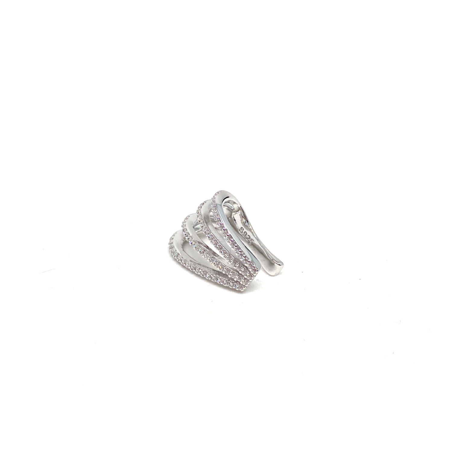 Kadın Gümüş Shell Cuff sıkıştırmalı Kıkırdak Küpe Taşlı 925 ayar silver renk