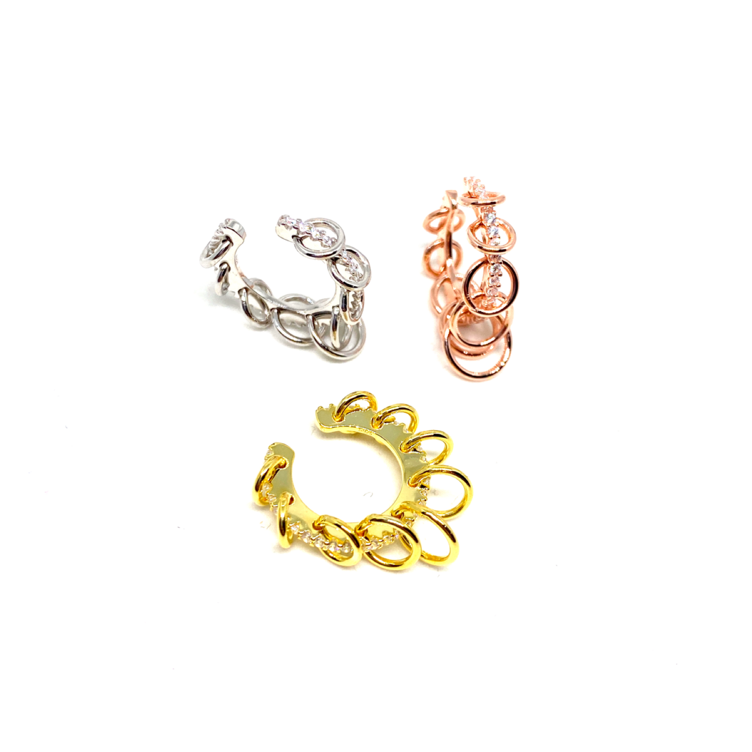 Kadın Gümüş Halkalı Cuff sıkıştırmalı Kıkırdak Küpe 925 ayar