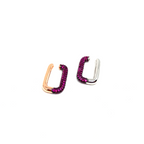 Kadın Gümüş Fuşya Taşlı U Cuff sıkıştırmalı Kıkırdak Küpe dikdörtgen 925 ayar