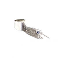 Kadın Gümüş Saçaklı Balık Figürlü Yüzük Beyaz tasarım nazar göz 925 ayar