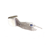 Kadın Gümüş Saçaklı Balık Figürlü Yüzük Beyaz tasarım nazar göz 925 ayar silver