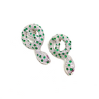 Kadın Gümüş Büyük Yılan Küpe imitasyon Pırlanta zümrüt Görünümlü 925 ayar