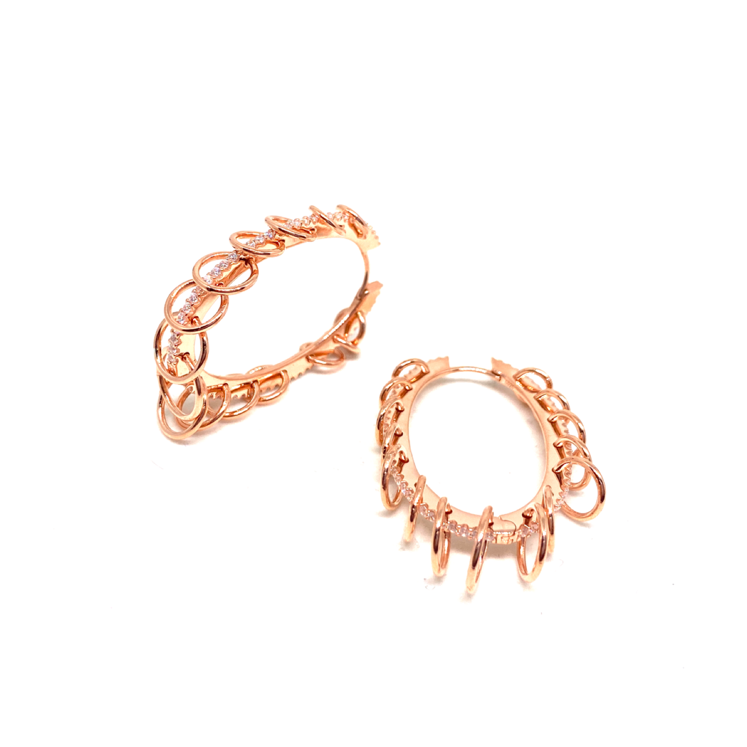 Kadın Gümüş Geçme Halkalı Elips Halka Küpe Altın Görünümlü 925 ayar