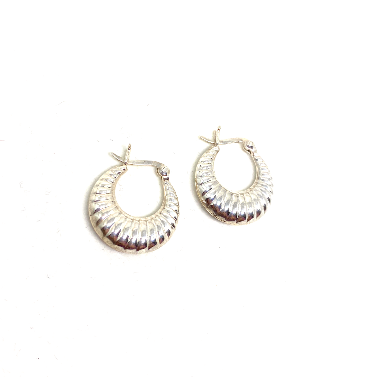 Kadın Gümüş Shell Halka Küpe Deniz Kabuğu vintage 925 ayar