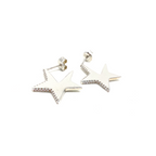 Kadın Gümüş Yassı Yıldız Küpe Büyük star 925 ayar